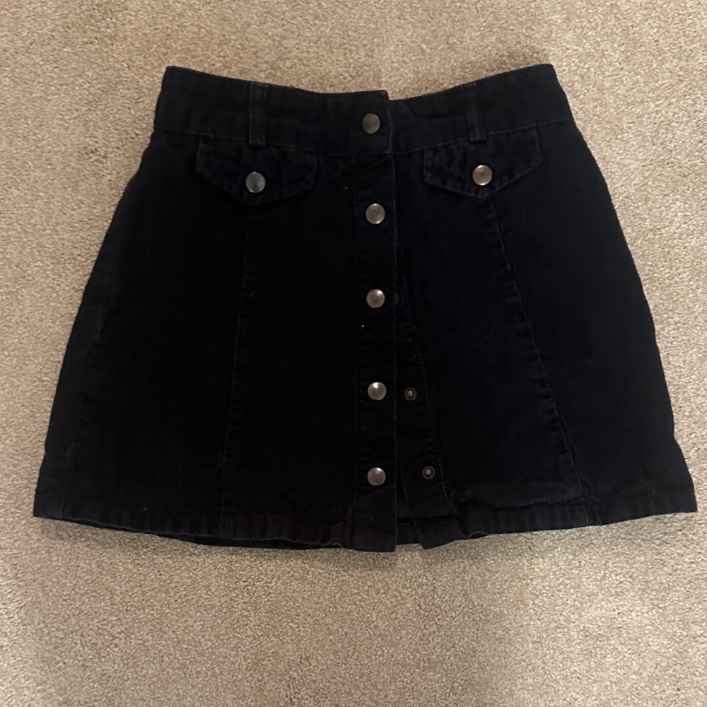 BDG Black Button-Front Denim Skirt